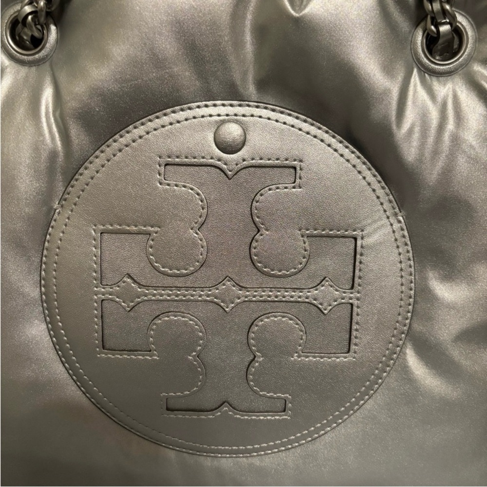 Tory Burch Ella Metallic Silver Tote - Picture 4 of 6